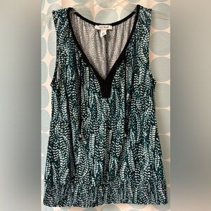WHBM Tank Top, Black/White/Green, Size S